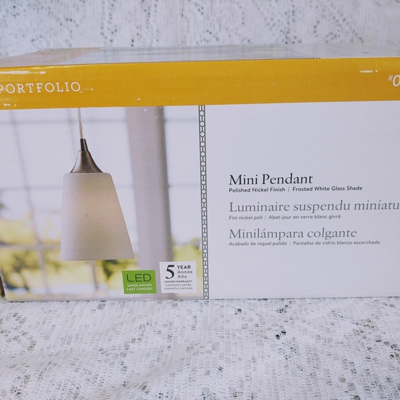 NIB Portfolio Polished Nickel Transitional Cone Mini Pendant Light - Picture 7 of 7